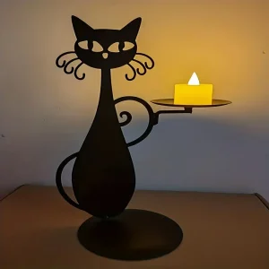 Porta Velas Metálico diseño Gato